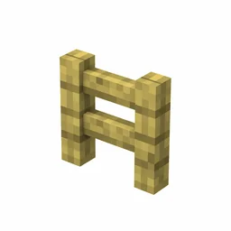 Pixel art illustration of a bamboo wooden fence with two posts and rails