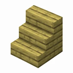 Pixel art illustration of an L-shaped bamboo wooden stairs block with visible wood grain