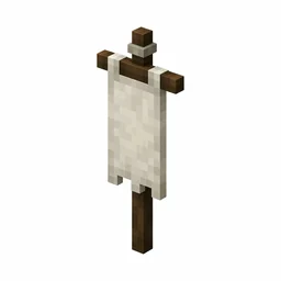 Pixel art illustration of a plain white banner flag hanging from a dark wooden pole