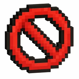 Pixel art illustration of a barrier icon, a red prohibition sign