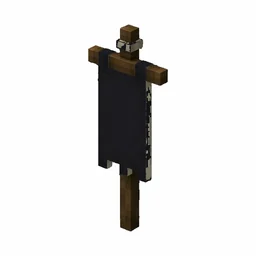 Pixel art illustration of a black banner hanging from a wooden pole
