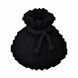 Pixel art illustration of a black dyed bundle pouch tied with string