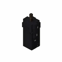 Pixel art illustration of an unlit black candle with soft wax drips and a dark wick
