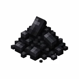 Pixel art illustration of a small pile of deep black dye powder with scattered grains
