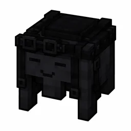 Pixel art illustration of a black happy ghast harness with a saddle seat and straps