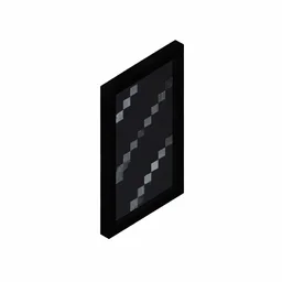 Pixel art illustration of a black stained glass pane, a thin tinted transparent panel