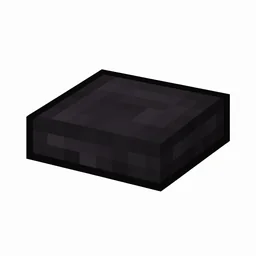Pixel art illustration of a blackstone slab, a half-height flat block