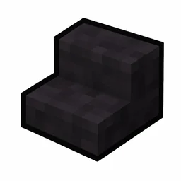 Pixel art illustration of a blackstone stairs, an L-shaped staircase block