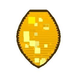 Pixel art illustration of a Blaze Spawn Egg with a two-tone speckled shell