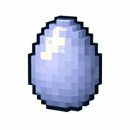Pixel art illustration of a blue egg in chunky voxel game style