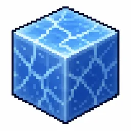 Pixel art illustration of a blue ice in chunky voxel game style