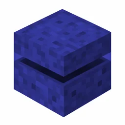 Pixel art illustration of a blue shulker box with a raised clam-shell lid