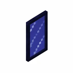 Pixel art illustration of a blue stained glass pane, a thin tinted transparent panel