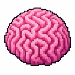 Pixel art illustration of a pink branching coral organism