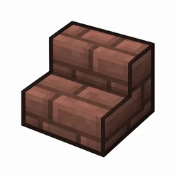 Pixel art illustration of a brick stairs, an L-shaped staircase block