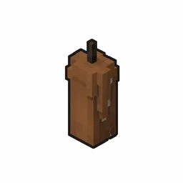 Pixel art illustration of an unlit brown candle with soft wax drips and a dark wick