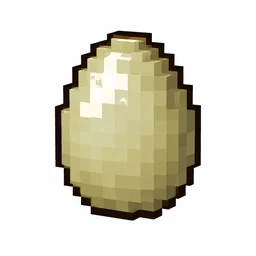 Pixel art illustration of a brown egg in chunky voxel game style