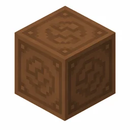 Pixel art illustration of a brown glazed terracotta block with a swirling ornate pattern