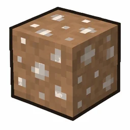 Pixel art illustration of a brown mushroom block in chunky voxel game style