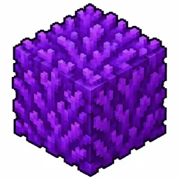 Pixel art illustration of a solid cube block of purple coral with a bumpy texture
