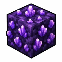 Pixel art illustration of a budding amethyst in chunky voxel game style