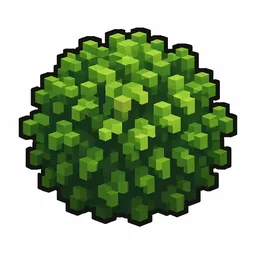 Pixel art illustration of a bush in chunky voxel game style