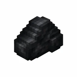 Pixel art illustration of a matte black lump of charcoal