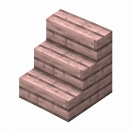 Pixel art illustration of an L-shaped cherry wooden stairs block with visible wood grain