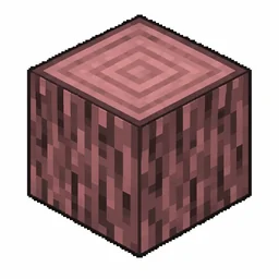 Pixel art illustration of a cherry wood block with bark on all six faces