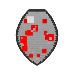 Pixel art illustration of a Chicken Spawn Egg with a two-tone speckled shell