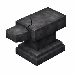 Pixel art illustration of a chipped anvil in chunky voxel game style