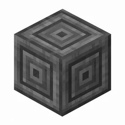 Pixel art illustration of a chiseled deepslate block with a carved square spiral relief