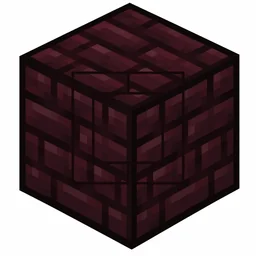 Pixel art illustration of chiseled nether bricks, a brick cube block