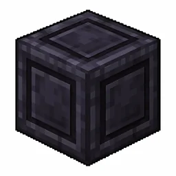 Pixel art illustration of a chiseled polished blackstone in chunky voxel game style
