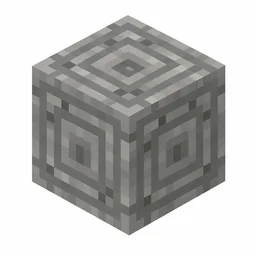 Pixel art illustration of a chiseled tuff block with a carved geometric relief