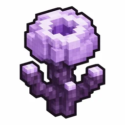 Pixel art illustration of a chorus flower in chunky voxel game style
