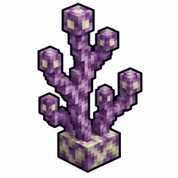 Pixel art illustration of a chorus plant in chunky voxel game style