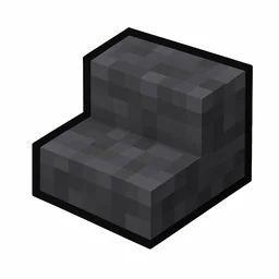 Pixel art illustration of a cobbled deepslate stairs, an L-shaped staircase block