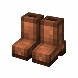 Pixel art illustration of a copper boots, warm orange-brown metal