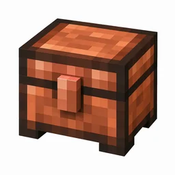 Pixel art illustration of a copper chest, warm orange-brown metal