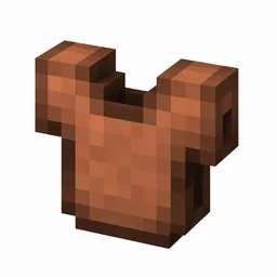 Pixel art illustration of a copper chestplate, warm orange-brown metal