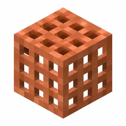 Pixel art illustration of a copper grate, warm orange-brown metal