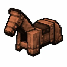 Pixel art illustration of a copper horse armor on a horse