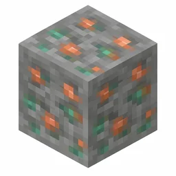 Pixel art illustration of a copper ore, warm orange-brown metal