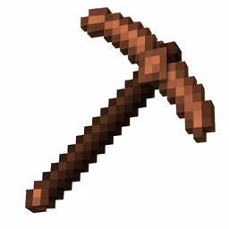 Pixel art illustration of a copper pickaxe, warm orange-brown metal