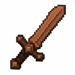 Pixel art illustration of a copper sword, warm orange-brown metal