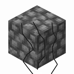 Pixel art illustration of cracked deepslate bricks, a brick cube block