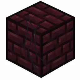 Pixel art illustration of cracked nether bricks, a brick cube block