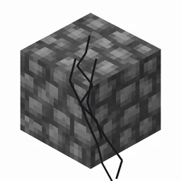 Pixel art illustration of cracked polished blackstone bricks, a brick cube block