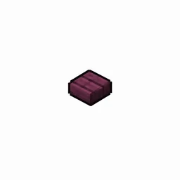 Pixel art illustration of a small chunky crimson wood button